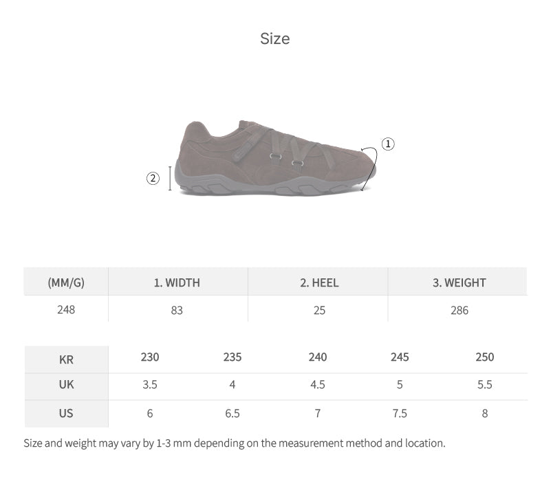 Rockfish Weatherwear ZANE X-STRAP SNEAKERS(SUEDE) size chart