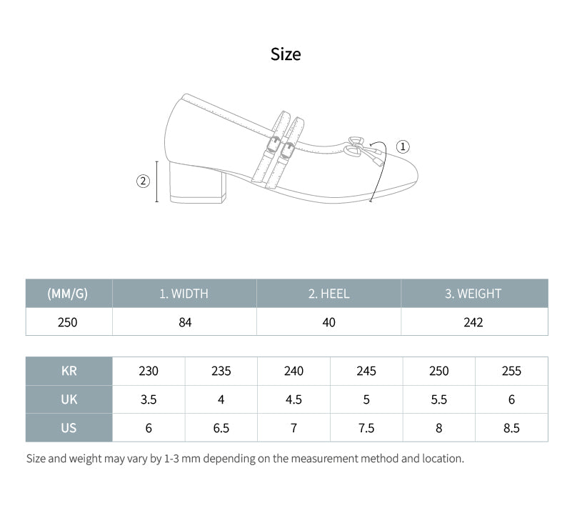 Rockfish Weatherwear Square Toe Two Strap Maryjanes 4cm size chart