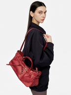 MARGESHERWOOD Grandma Used Bag - Apple Red Pull-up Leather