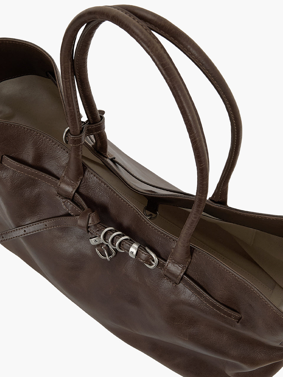 MARGESHERWOOD Grandma Used Bag Large - Washed Brown Pull-up Leather