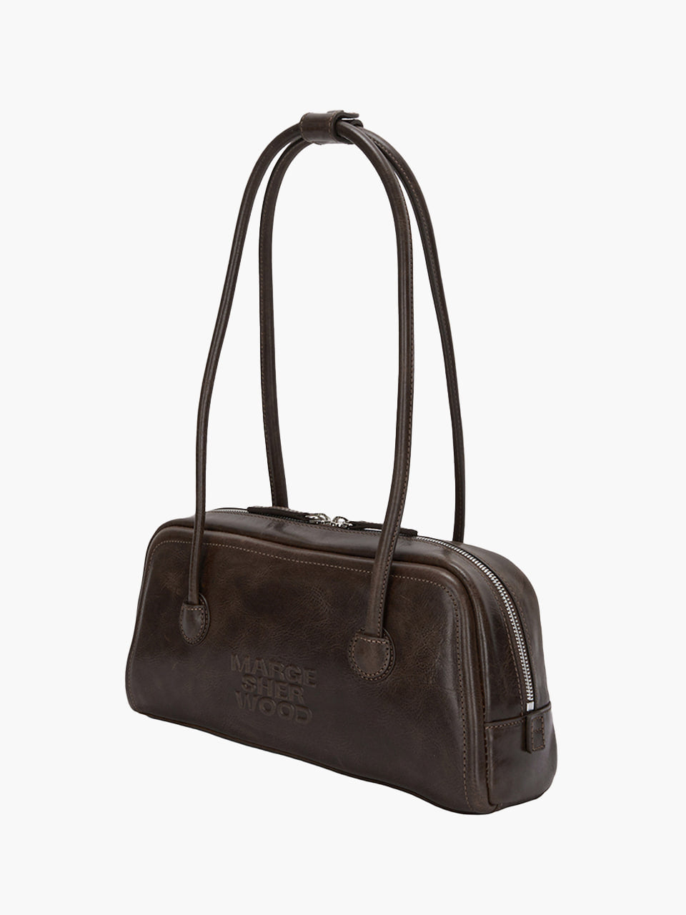 MARGESHERWOOD Soft Boston Ew Baguette Bag - Washed Brown Leather