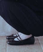 Rockfish Weatherwear Square Toe Two Strap Maryjanes Brown worn crouching