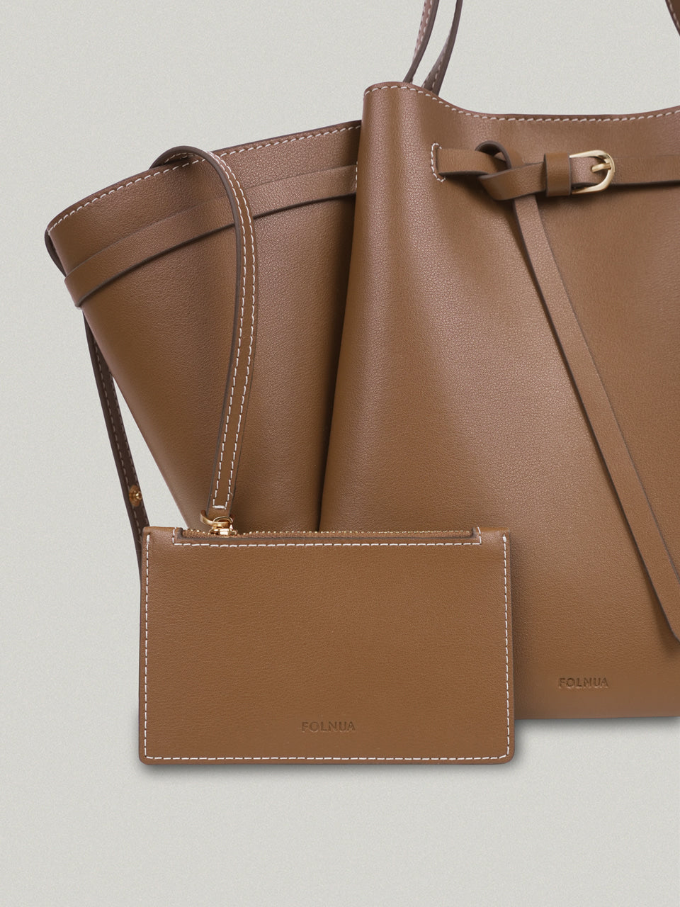 FOLNUA Mini Anthos Bag Almond - Stitch - scale detail