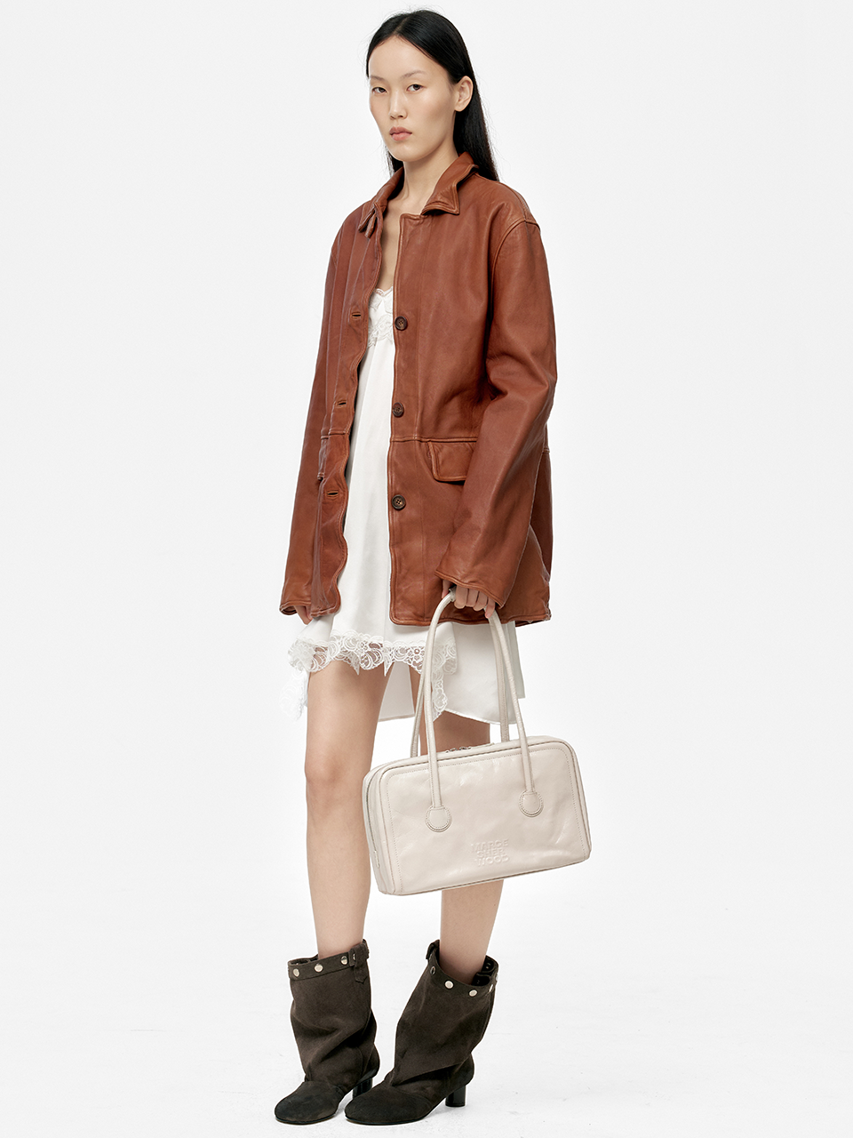 MARGESHERWOOD Soft Boston Bag - Light Grey Crinkle