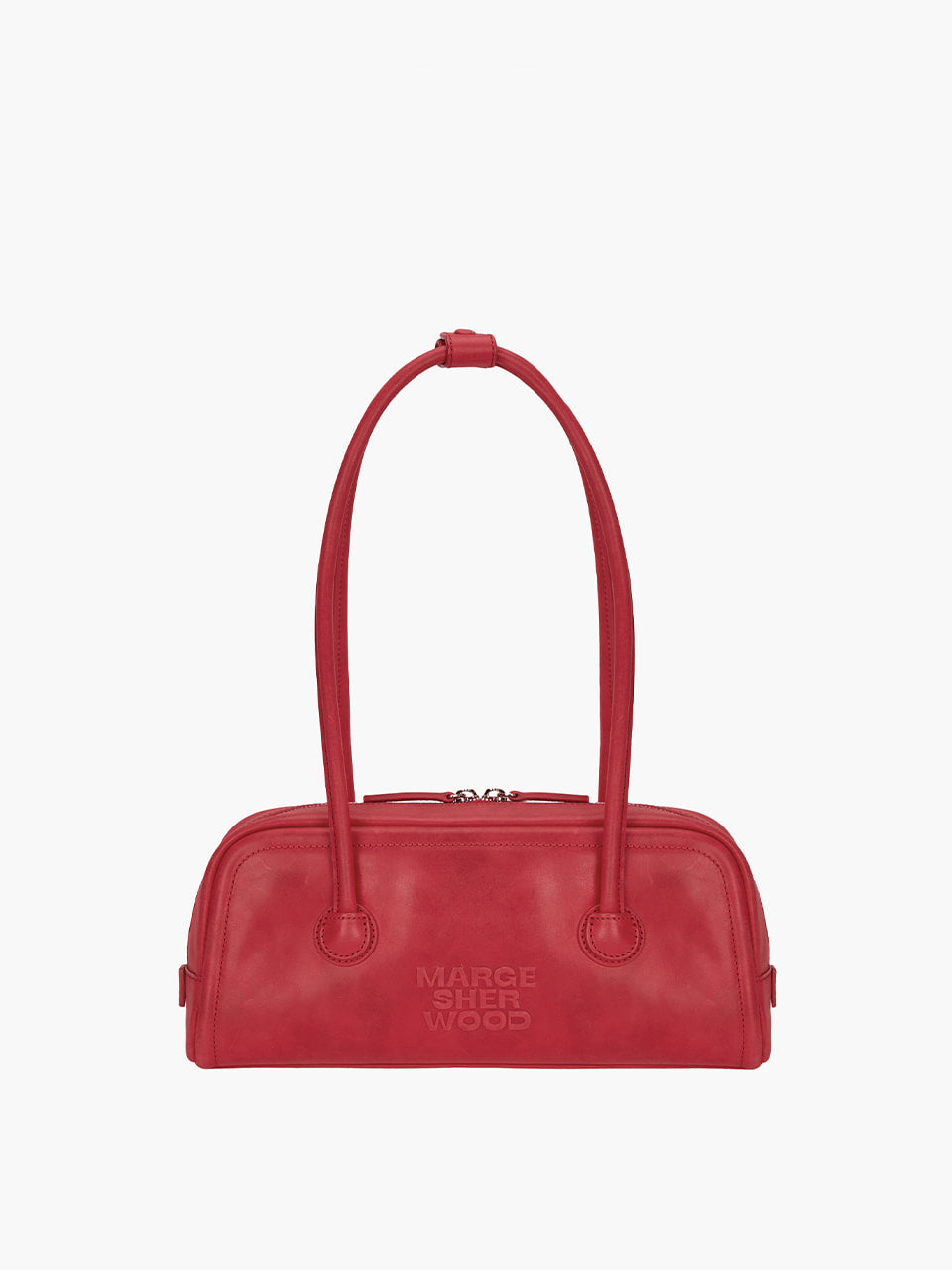 MARGESHERWOOD Soft Boston Ew Baguette Bag - Apple Red Leather