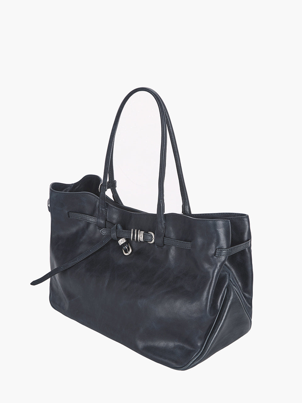 MARGESHERWOOD Grandma Used Bag Large - Navy Pull-up Leather