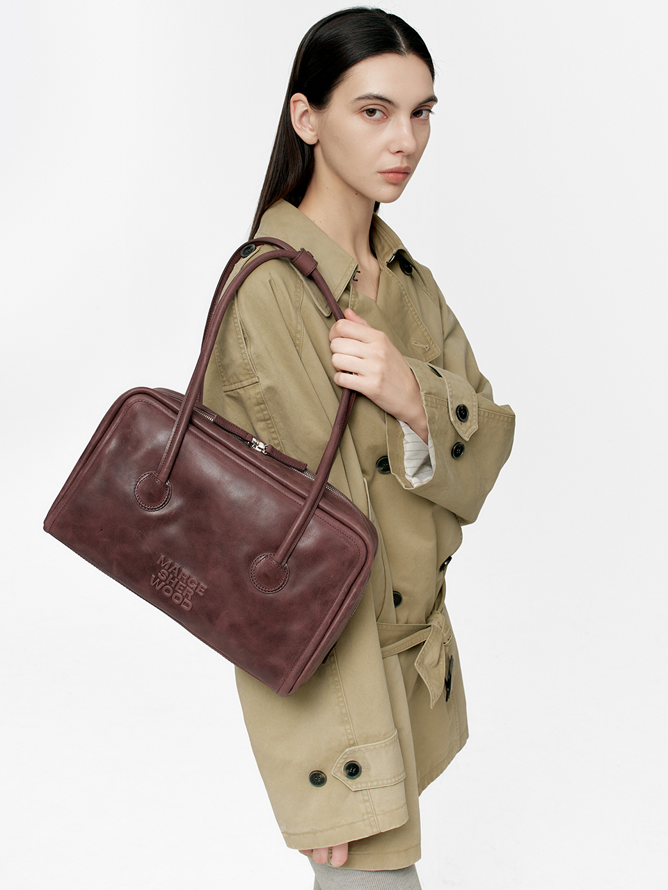 MARGESHERWOOD Soft Boston Bag - Wine Leather