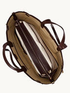 Songmont Large Yore Tote Bag Raisin - interior from above with inner pouch