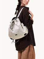 Songmont Medium Gather Backpack Set Canvas - worn as a backpack, side view