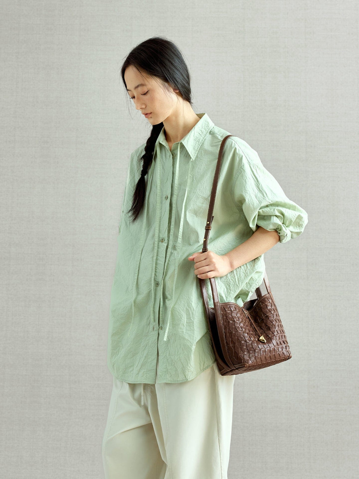 Songmont Lattice Bucket Bag Sandal - worn cross-body