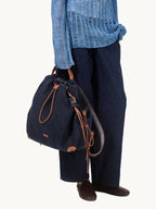 Songmont Medium Gather Backpack Set Indigo - carried by hand, full length