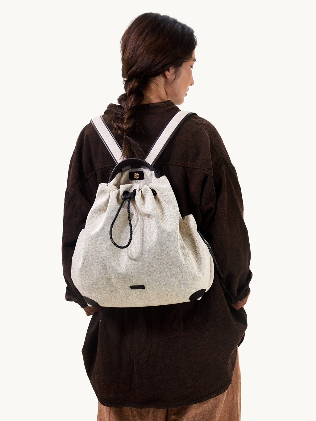 Songmont Medium Gather Backpack Set Canvas - worn as a backpack, back view