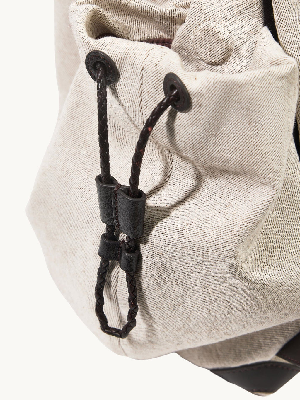 Songmont Medium Gather Backpack Set Canvas - close-up of the braided drawstring toggle
