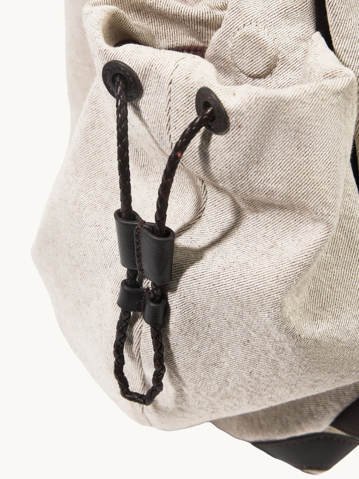Songmont Medium Gather Backpack Set Canvas - close-up of the braided drawstring toggle