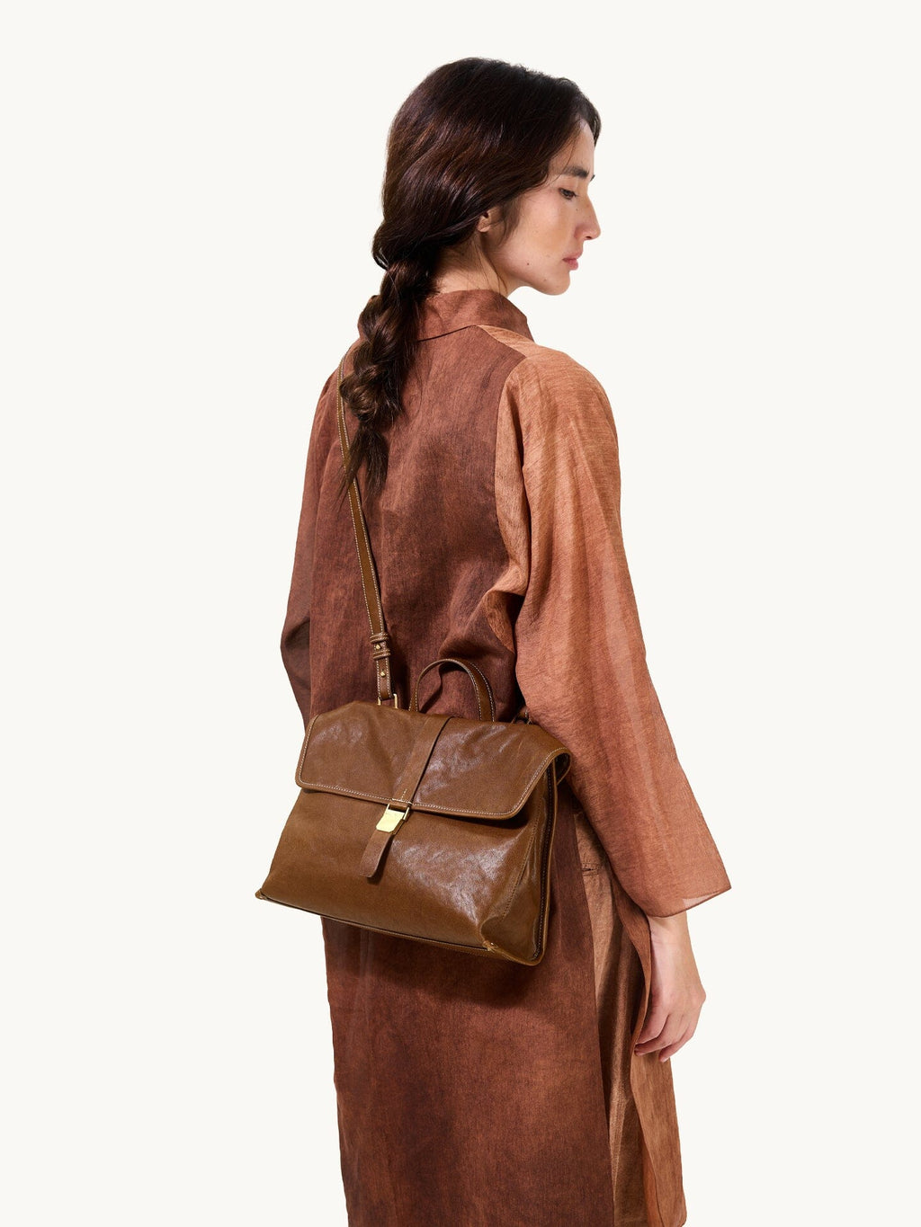 Songmont Small Shan Backpack Sandal - worn on the shoulder, back view
