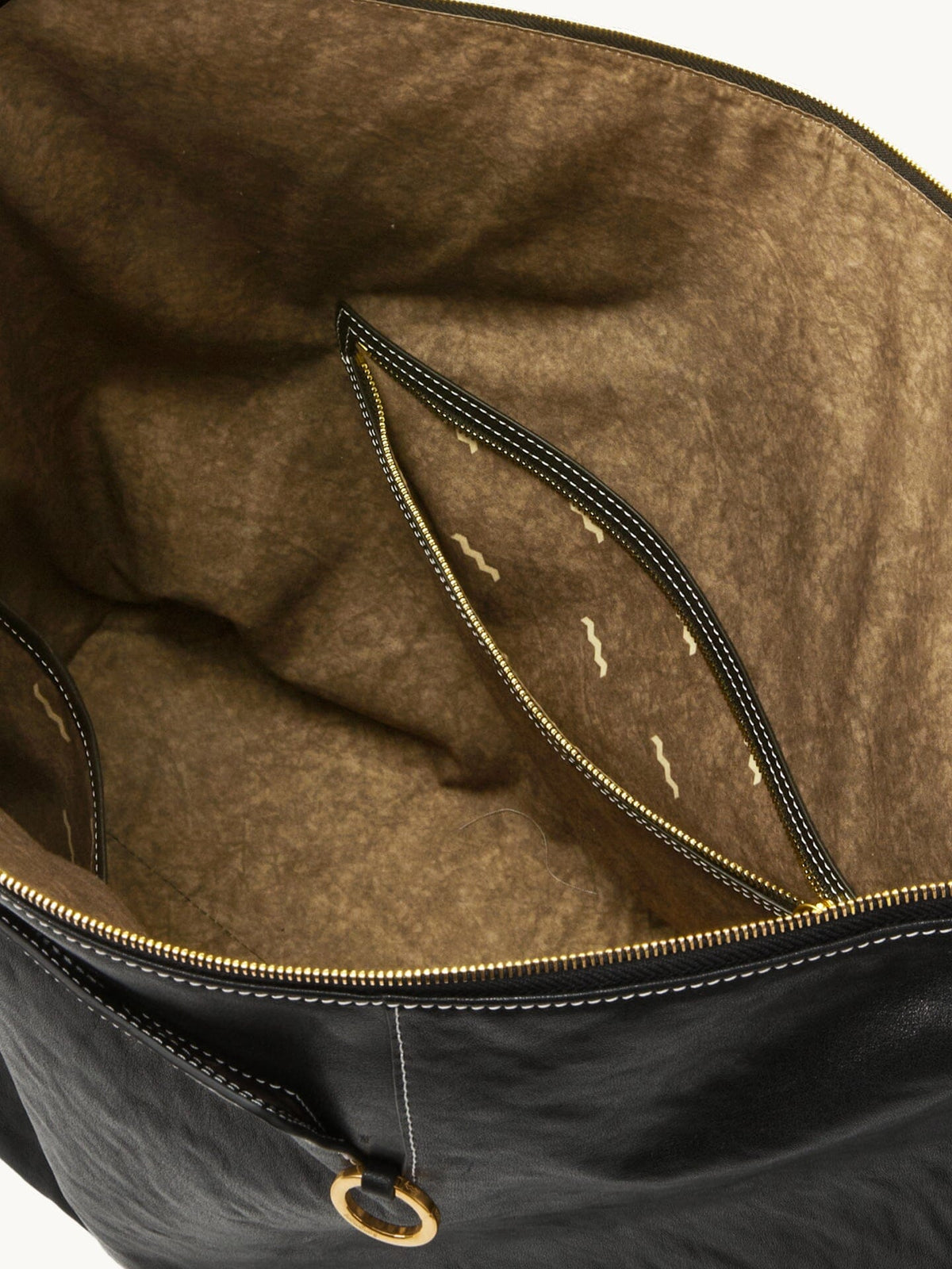 Songmont Extra Large Yore Hobo Bag Onyx - fabric lining and interior pocket