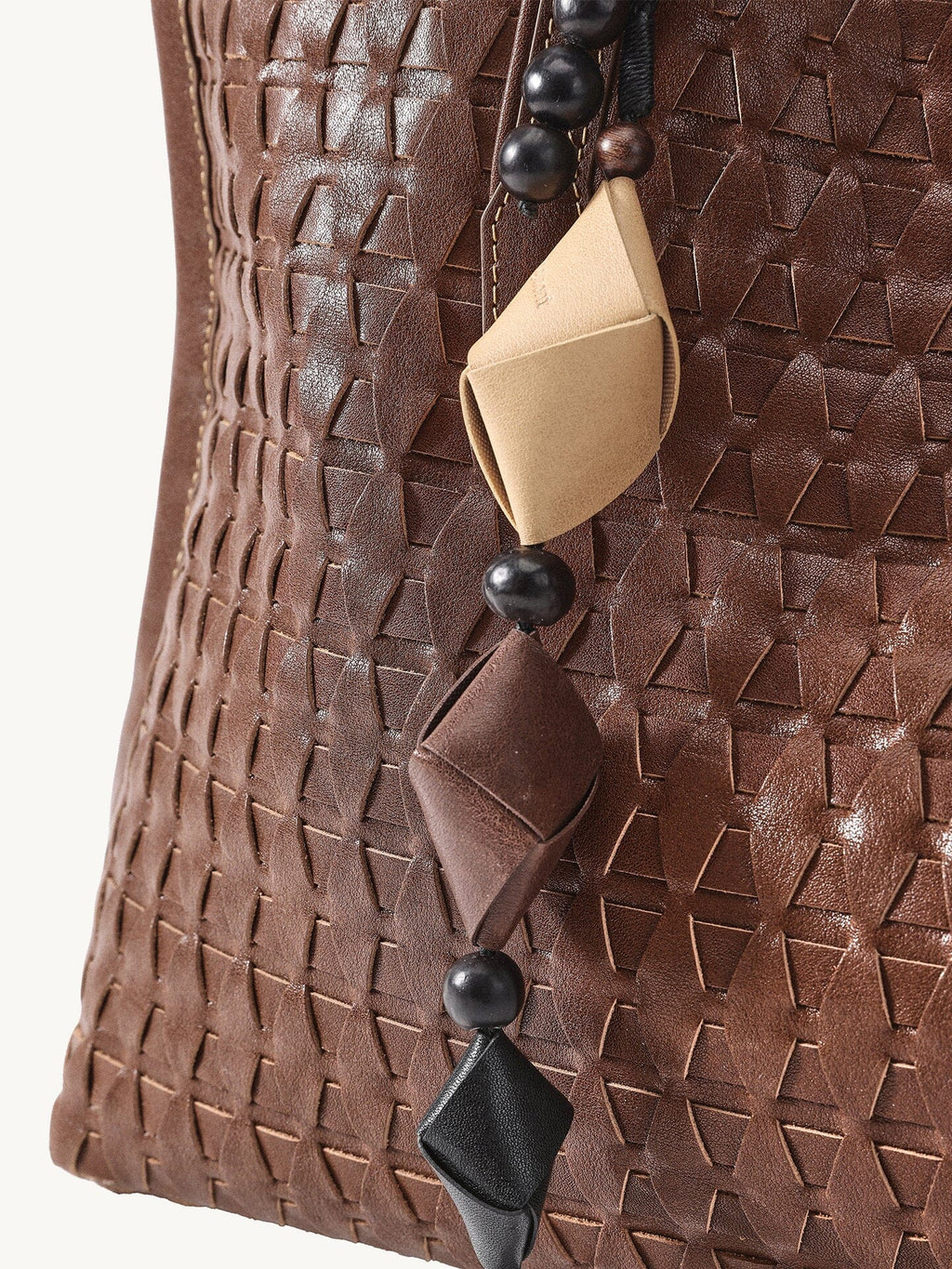 Songmont Small Lattice Tote Sandal - weave and charm close-up