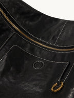 Songmont Extra Large Yore Hobo Bag Onyx - gold zip and ring pull detail