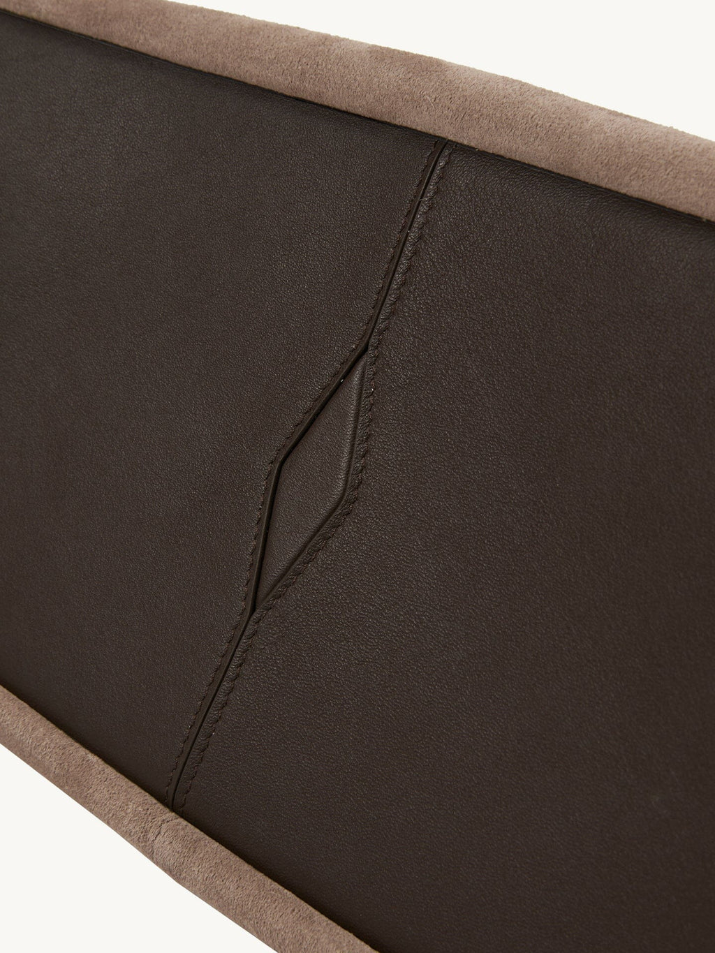 Songmont Large Yore Hobo Bag Stone - dark brown leather panel with diamond stitch detail