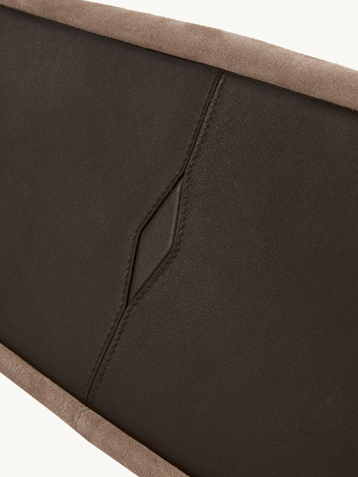 Songmont Large Yore Hobo Bag Stone - dark brown leather panel with diamond stitch detail