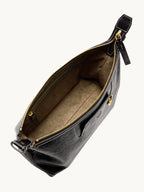 Songmont Small Yore Hobo Bag (Minimal Version) Onyx - open top showing the fabric lining