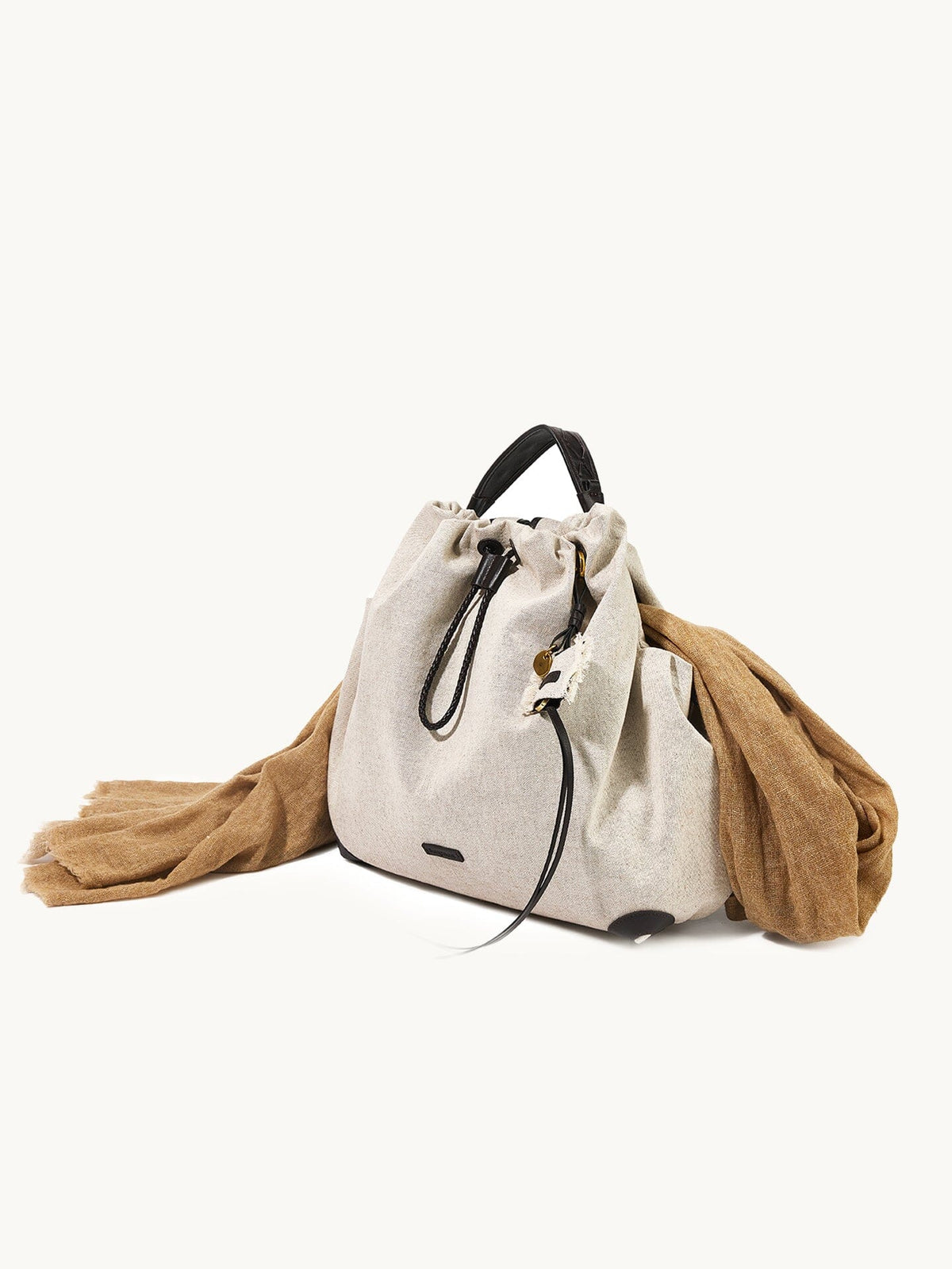 Songmont Medium Gather Backpack Set Canvas - styled with a tan scarf