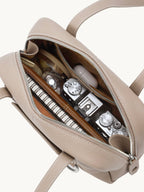 Songmont Small Yore Trunk Bag Smoke Grey - open top packed with a camera and notebook