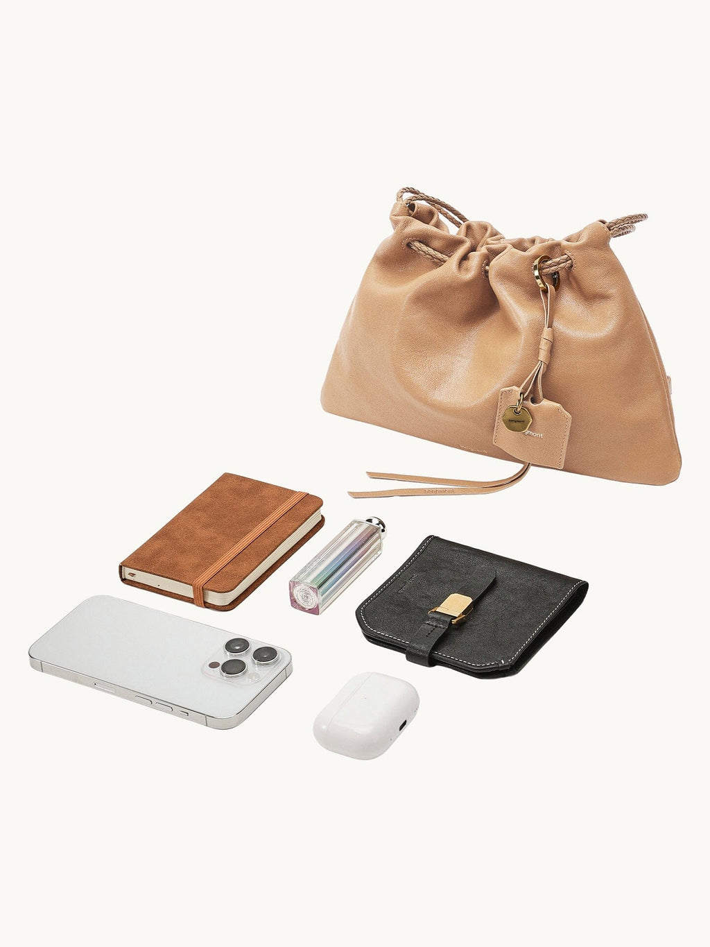 Songmont Gather City Pouch Set Earth - shown with everyday essentials laid out