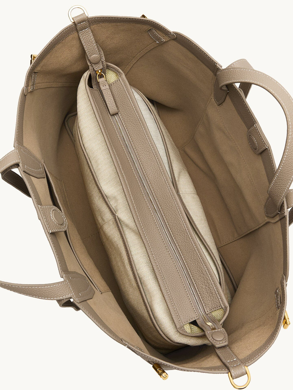 Songmont Large Yore Tote Bag Cobble - interior from above with inner pouch
