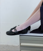 Rockfish Weatherwear Square Toe Two Strap Maryjanes Black worn side view