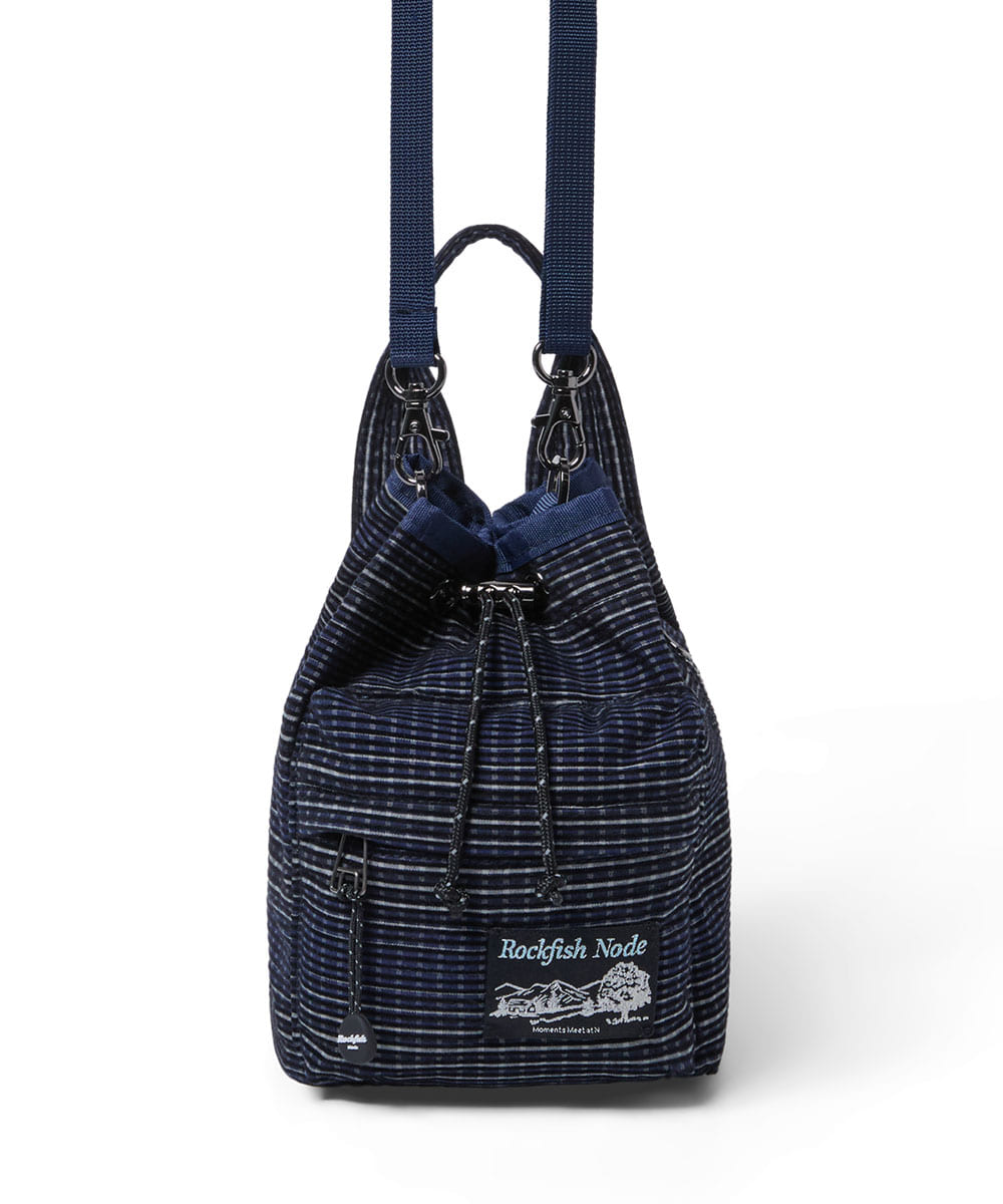 Rockfish Weatherwear CHECK DRAWSTRING MINI BAG Navy view 8