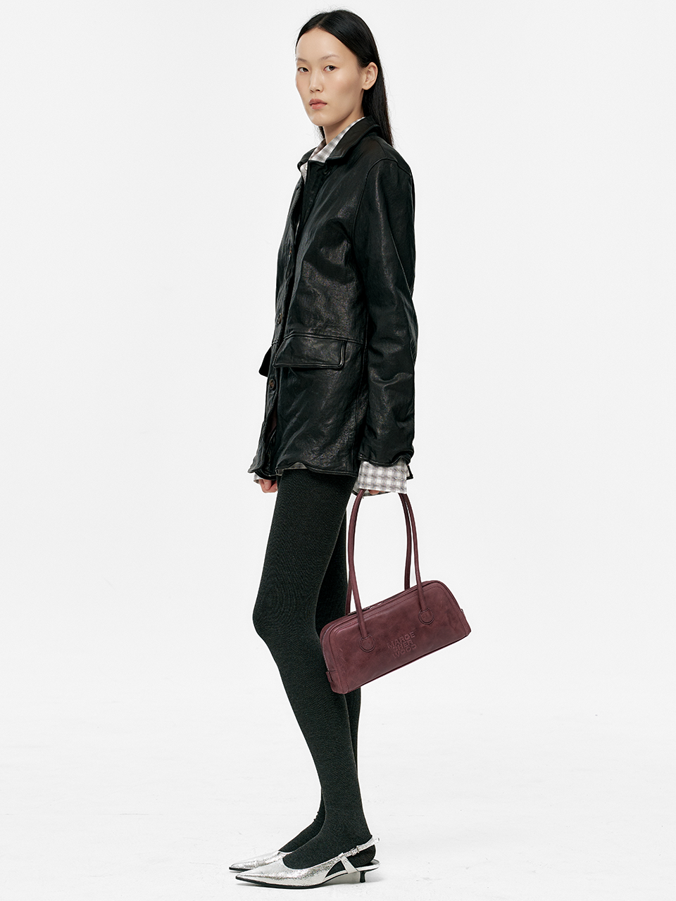 MARGESHERWOOD Soft Boston Ew Baguette Bag - Wine Leather