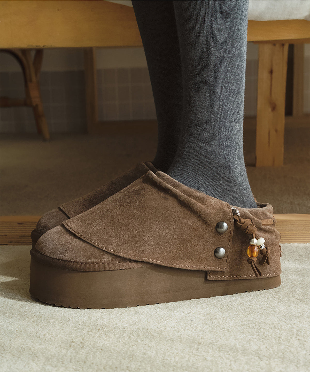 Rockfish Weatherwear Stud Maxi Folded Mules Cocoa view 4