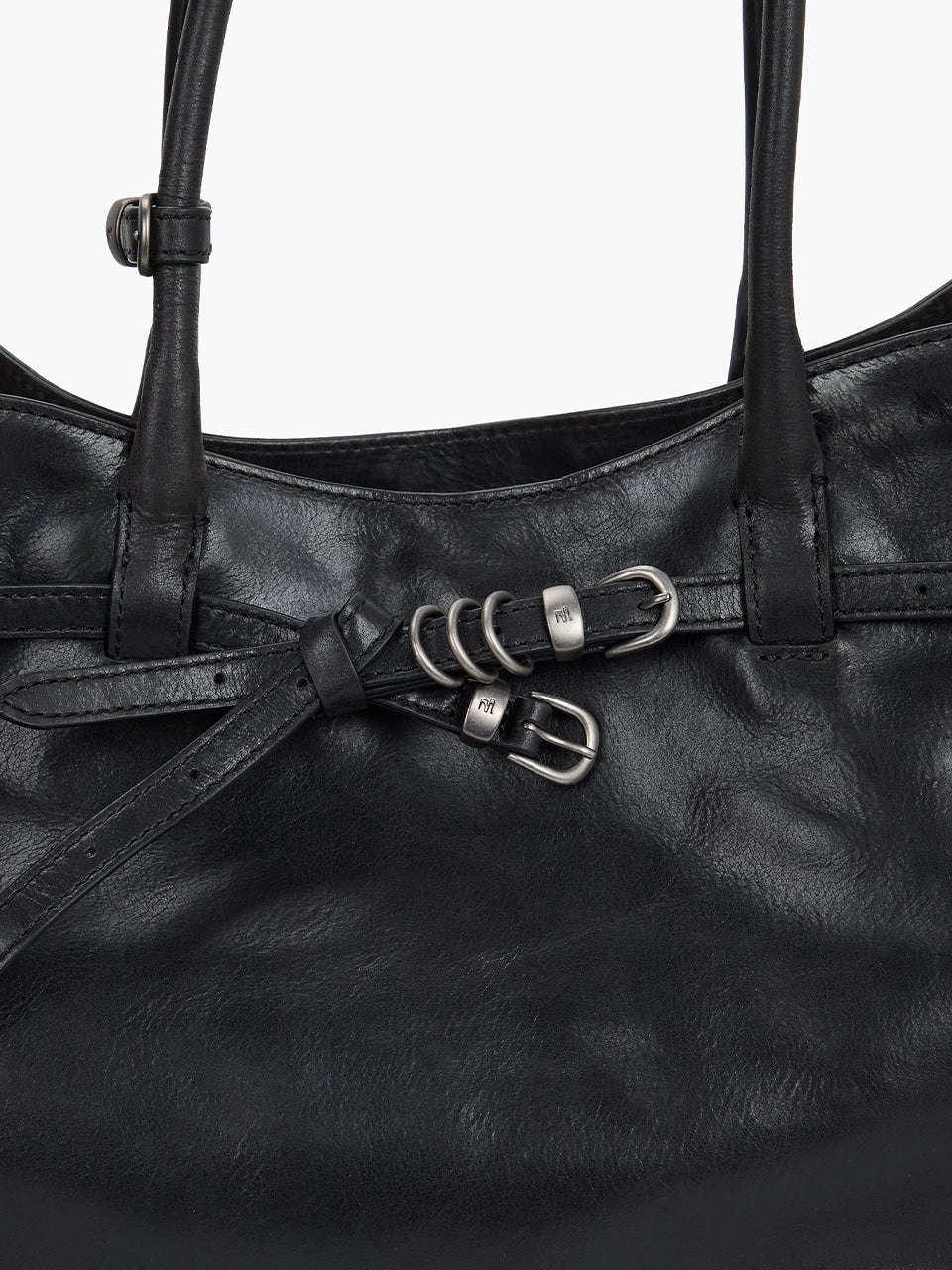 MARGESHERWOOD Grandma Used Bag Large - Black Pull-up Leather