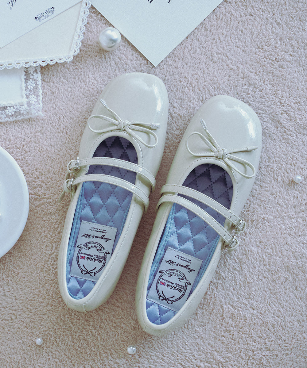 Rockfish Weatherwear Square Toe Two Strap Maryjanes Butter styled flat lay