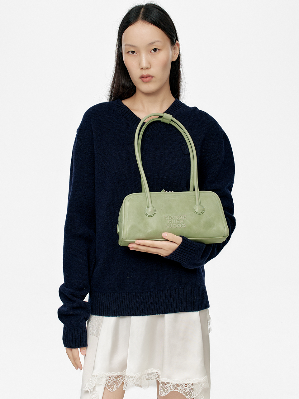 MARGESHERWOOD Soft Boston Ew Baguette Bag - Melon Leather