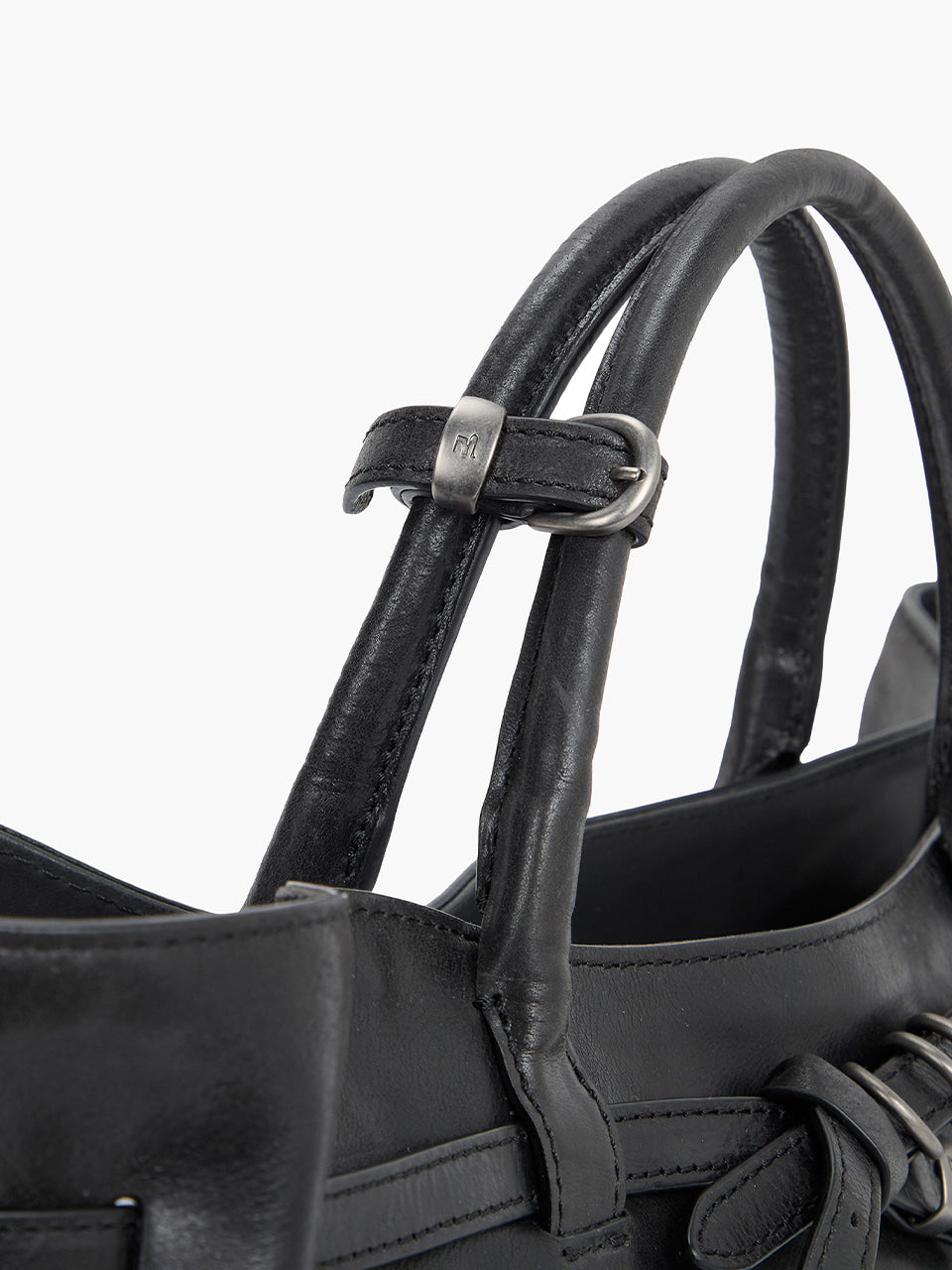 MARGESHERWOOD Grandma Used Bag - Black Pull-up Leather