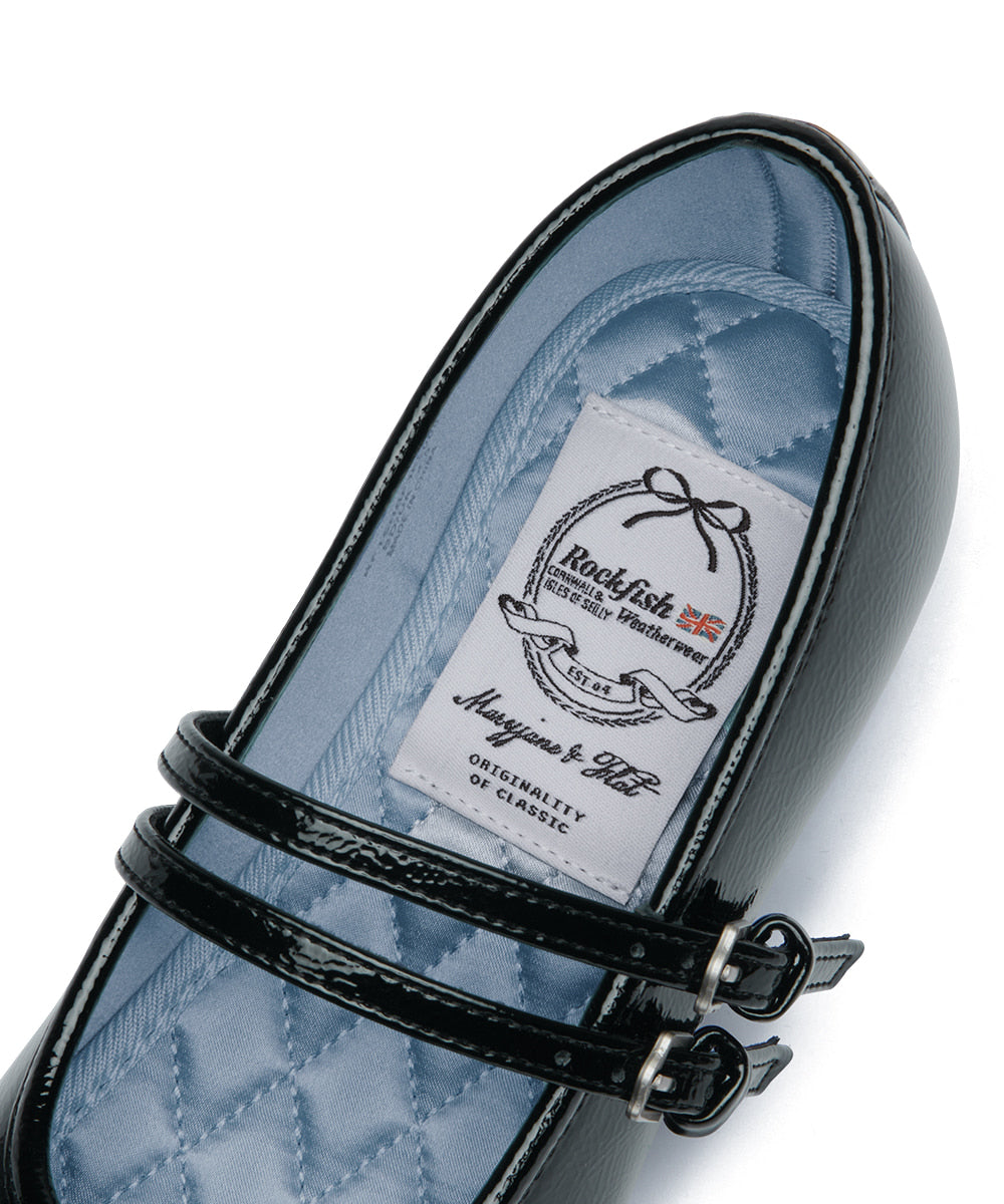 Rockfish Weatherwear Square Toe Two Strap Maryjanes 4cm Black view 10