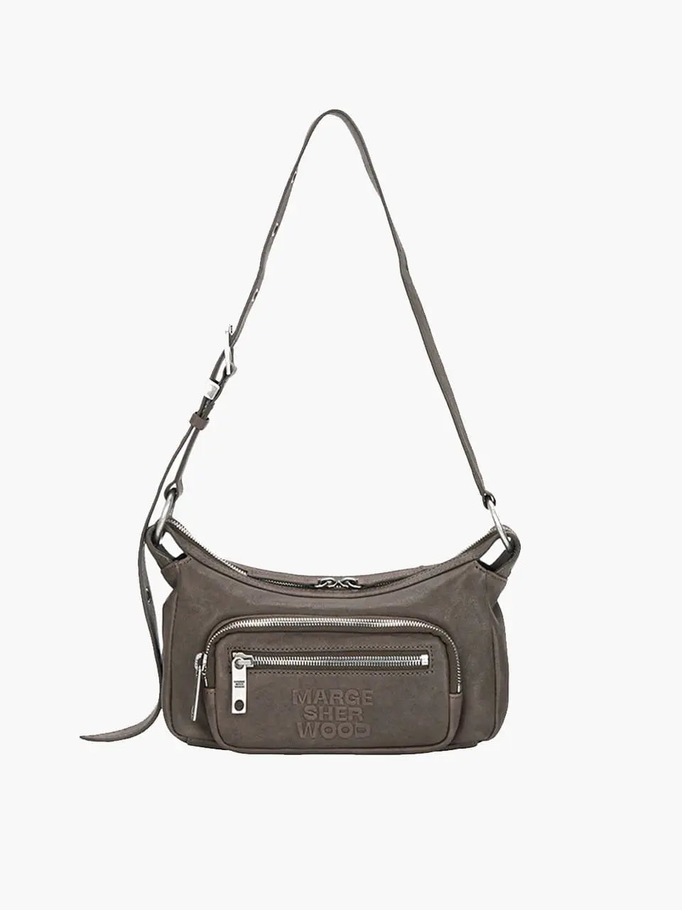 Marge Sherwood Outpocket Hobo Mini in taupe washed nappa, view 5