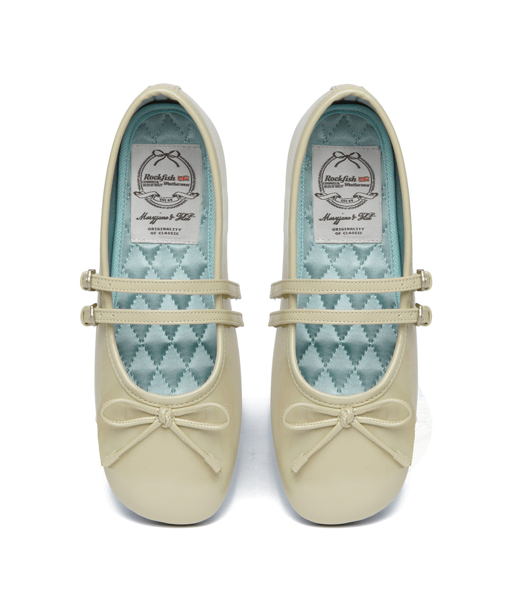 Rockfish Weatherwear Square Toe Two Strap Maryjanes Butter top view pair