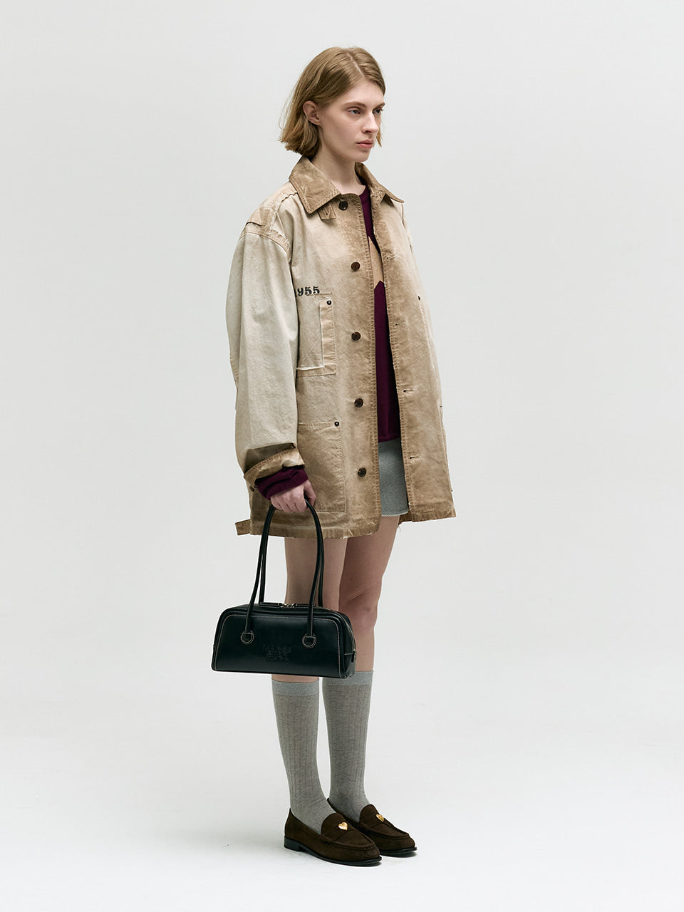 MARGESHERWOOD Soft Boston Ew Baguette Bag - Black Plain