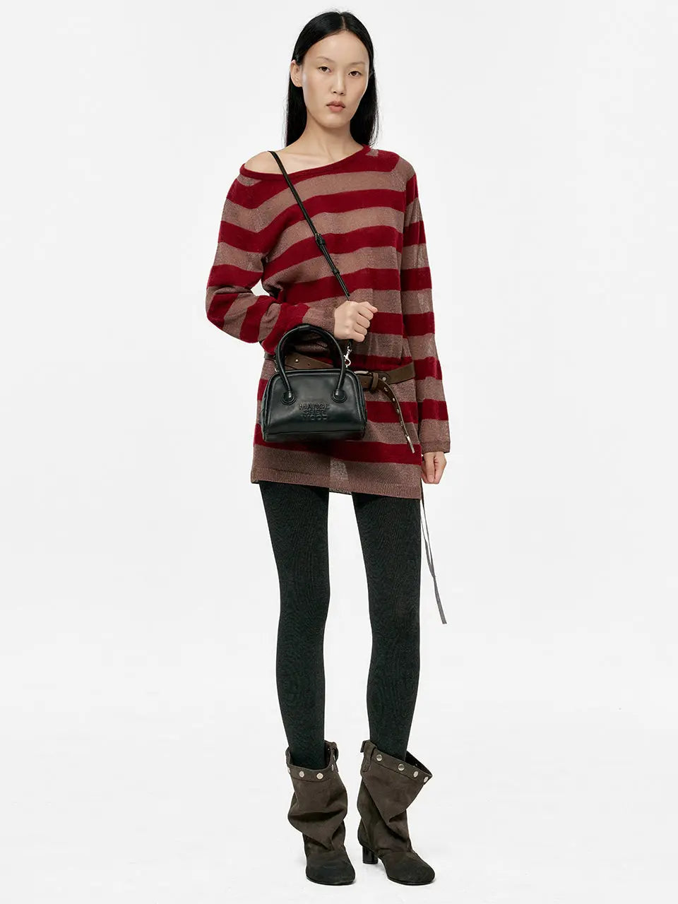MARGESHERWOOD Soft Tote Mini Bag in Black Pull-up leather