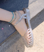 Rockfish Weatherwear GLAIR STRAPPY SANDALS(GLITTER) Glitter Silver on foot