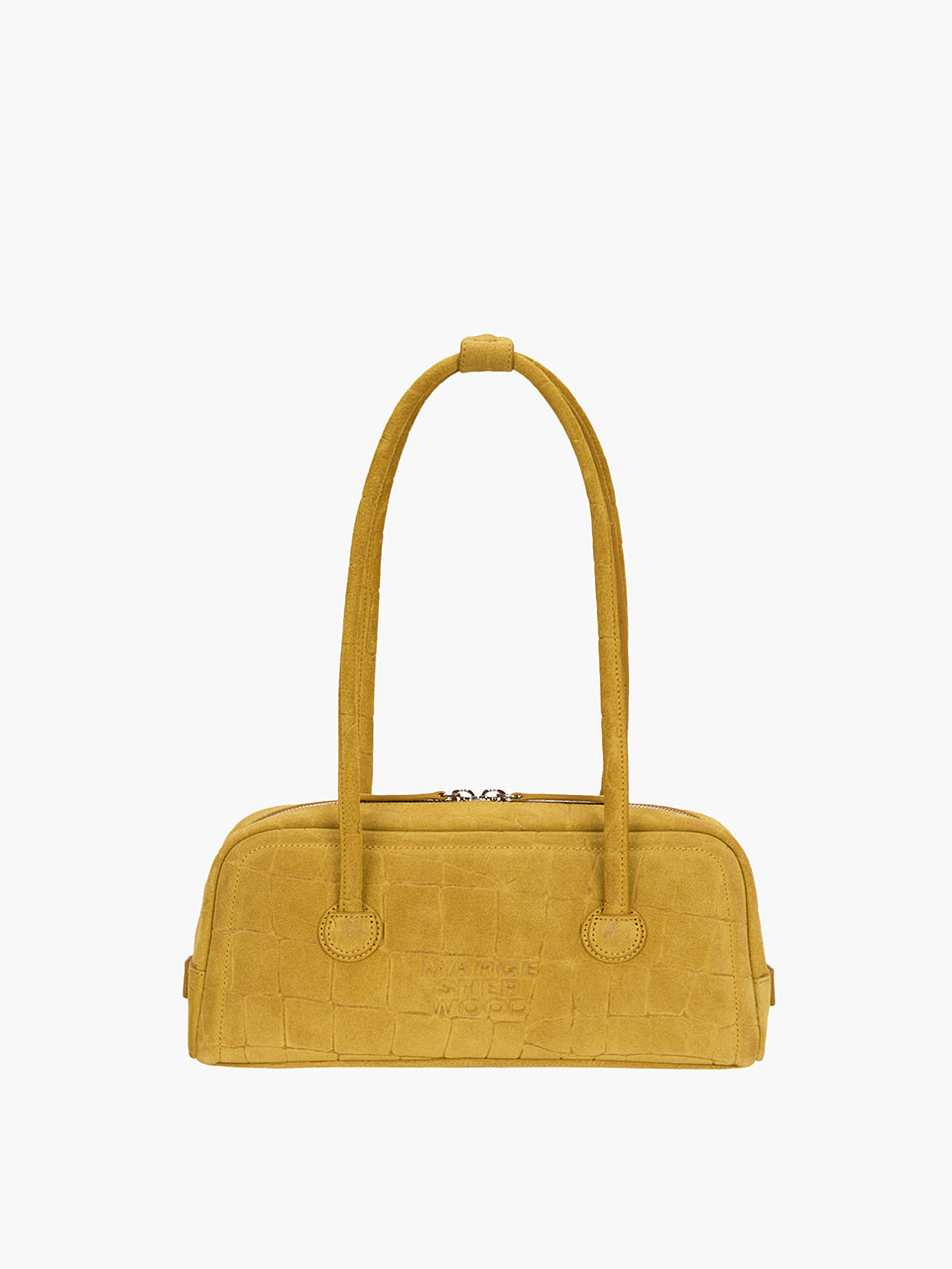 MARGESHERWOOD Soft Boston Ew Baguette Bag - Mustard Croc Suede