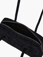 MARGESHERWOOD Soft Boston Ew Baguette Bag - Black Croc Suede