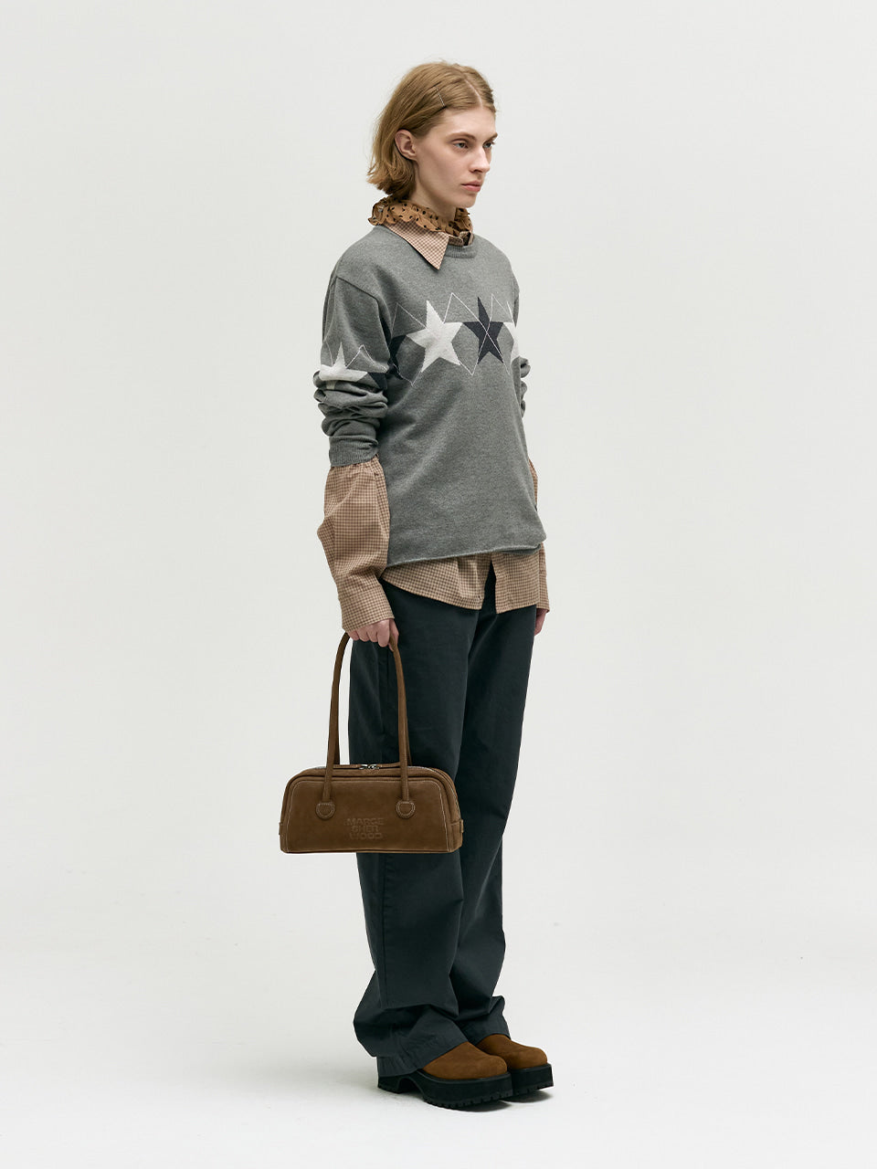 MARGESHERWOOD Soft Boston Ew Baguette Bag - Chestnut Nubuck