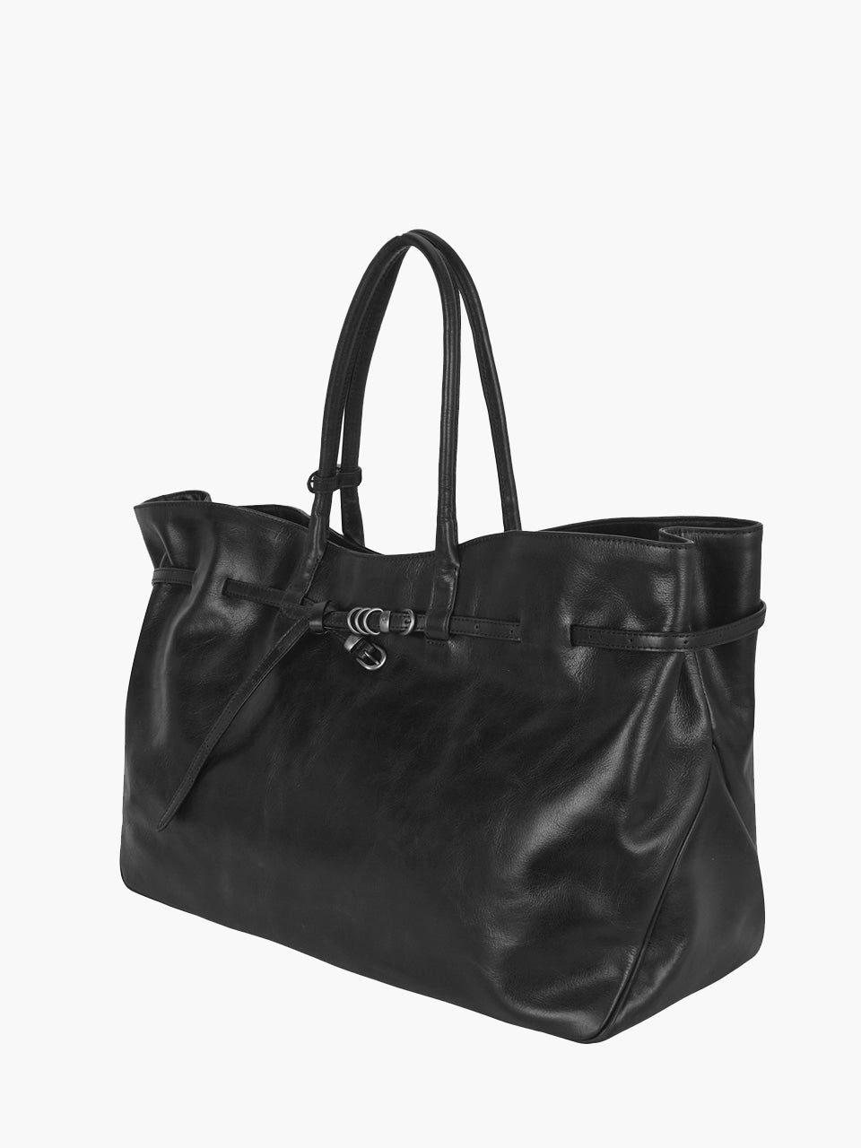 MARGESHERWOOD Grandma Used Bag XL - Black Pull-up Leather