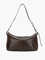 MARGESHERWOOD Outpocket Hobo Shoulder Bag Washed Brown Pull-Up worn
