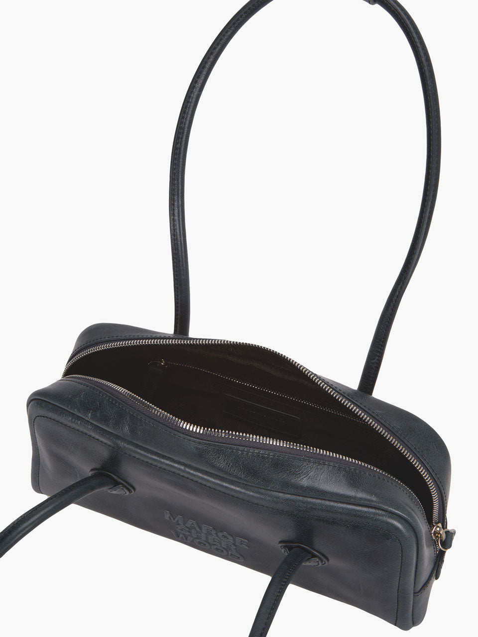 MARGESHERWOOD Soft Boston Ew Baguette Bag - Navy Leather