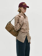 MARGESHERWOOD Outpocket Hobo Shoulder Bag Vintage Camel Washed Nappa worn